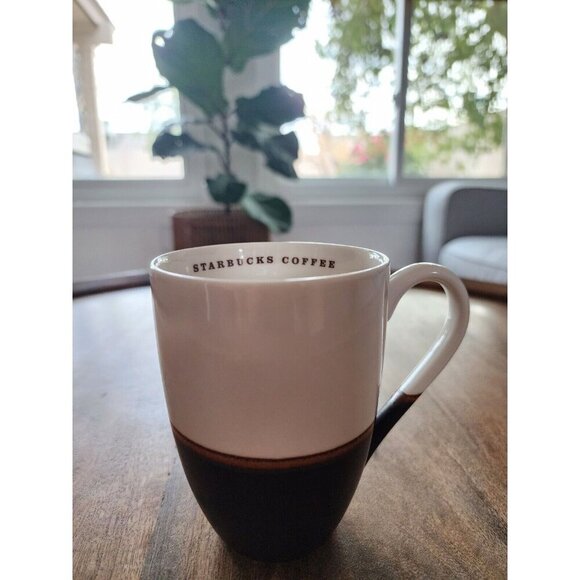 2008 Starbucks White & Brown Coffee Cup Tea Mug | 12oz - Picture 2 of 6